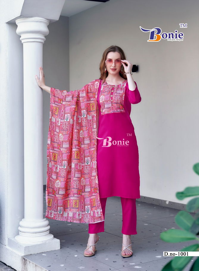 Divya Vol 1 By Bonie Heavy Rayon Stylish Kurti With Bottom Dupatta Wholesale Online